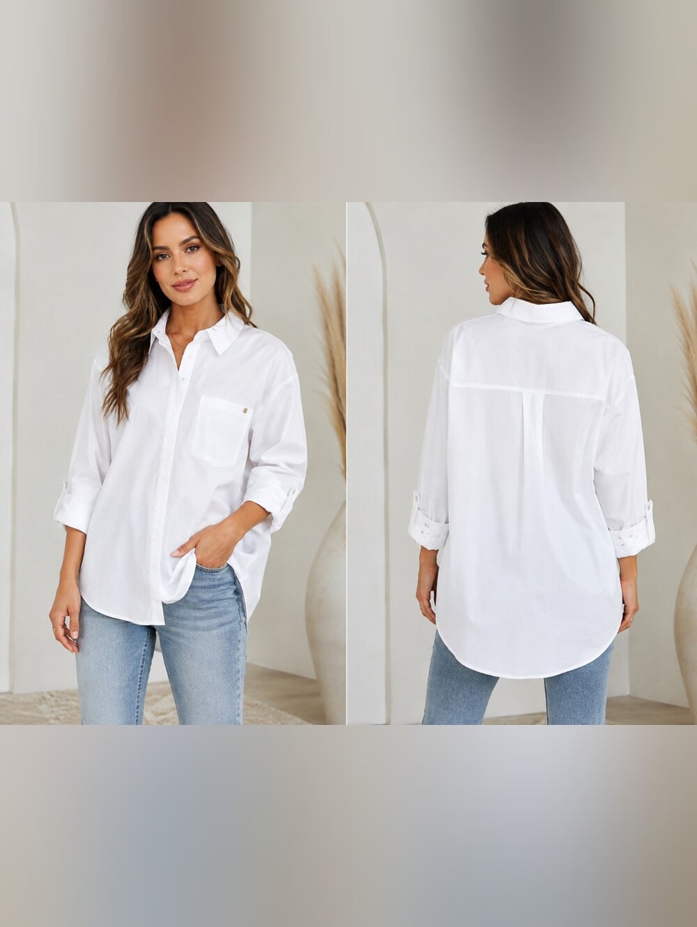NWT Cleobella Miller Shirt M White Organic Cotton Oversized Button Down